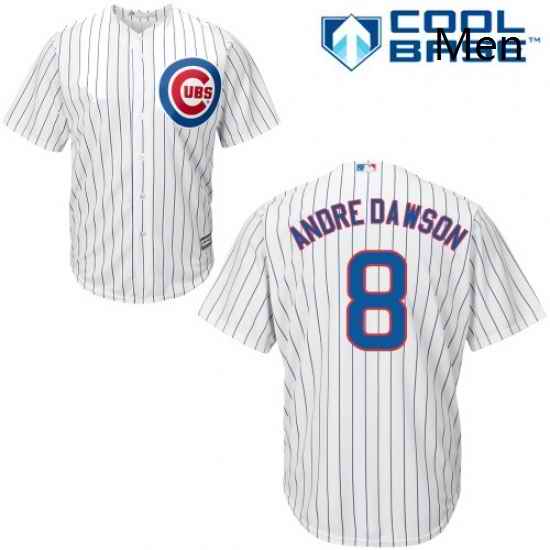 Mens Majestic Chicago Cubs 8 Andre Dawson Replica White Home Cool Base MLB Jersey